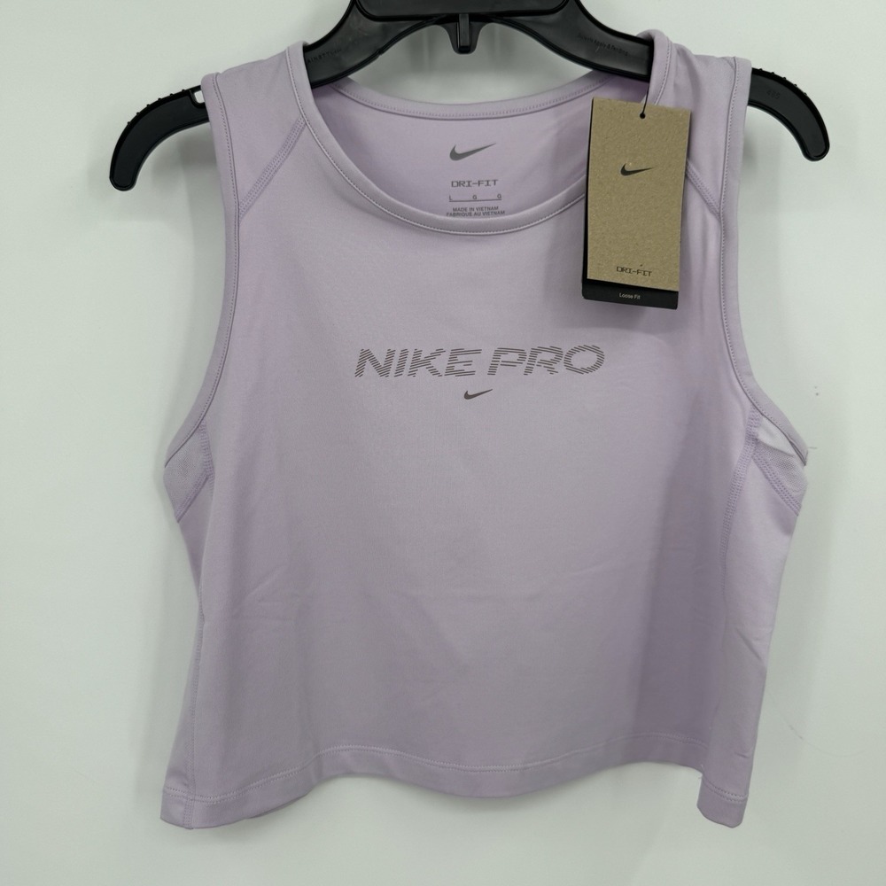 Nike Pro Girls Dri-FIT Cropped Tank Top Pink HJ2853-537 Size L Large